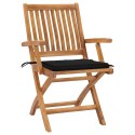Składane krzesła ogrodowe z poduszkami, 4 szt., drewno tekowe