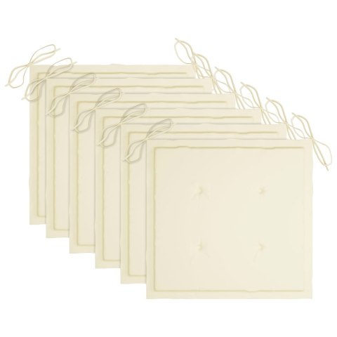 Sztaplowane krzesła ogrodowe z poduszkami, 6 szt., tekowe