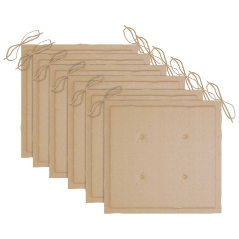 Sztaplowane krzesła ogrodowe z poduszkami, 6 szt., tekowe