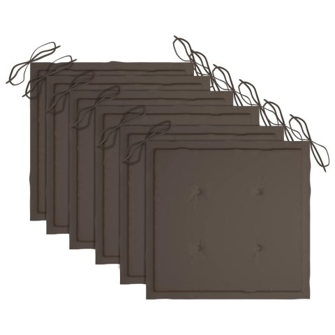 Sztaplowane krzesła ogrodowe z poduszkami, 6 szt., tekowe