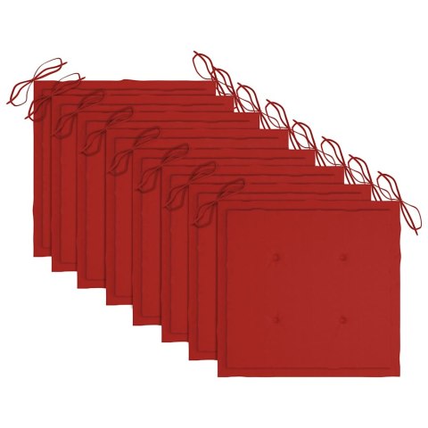 Sztaplowane krzesła ogrodowe z poduszkami, 8 szt., tekowe