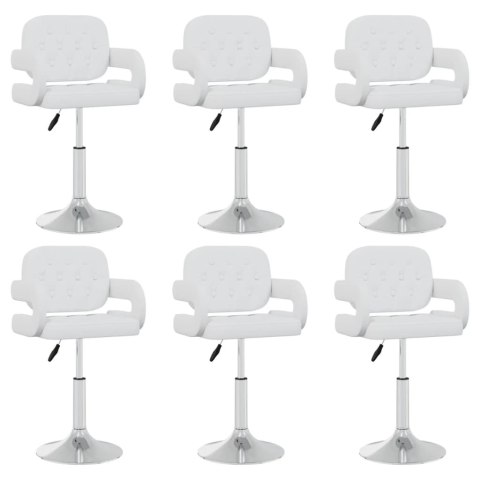 Obrotowe krzesła stołowe, 6 szt., białe, sztuczna skóra