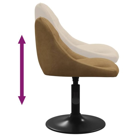 Obrotowe krzesła stołowe, 6 szt., brązowe, obite aksamitem