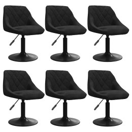 Obrotowe krzesła stołowe, 6 szt., czarne, obite aksamitem