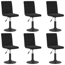 Obrotowe krzesła stołowe, 6 szt., czarne, obite aksamitem