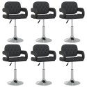 Obrotowe krzesła stołowe, 6 szt., czarne, obite sztuczną skórą