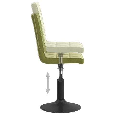 Obrotowe krzesła stołowe, 6 szt., jasnozielone, obite aksamitem