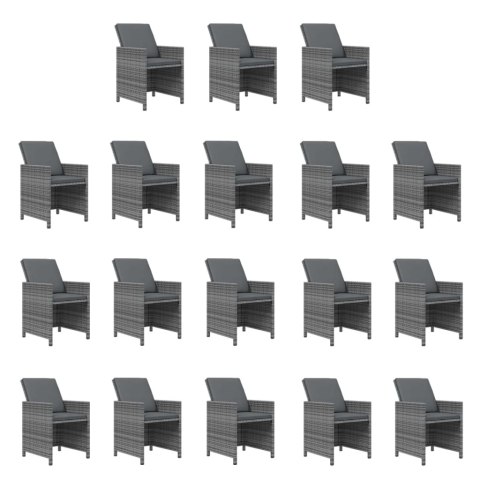 19-cz. zestaw mebli ogrodowych z poduszkami, polirattan, szary