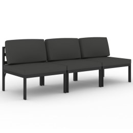 3-os. sofa ogrodowa z poduszkami, aluminium, antracytowa