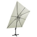 Parasol wiszący z lampkami LED i słupkiem, 300 cm, piaskowy