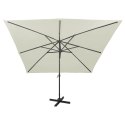 Parasol wiszący z lampkami LED i słupkiem, 300 cm, piaskowy