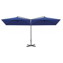 Podwójny parasol na stalowym słupku, lazurowy, 600x300 cm