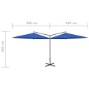 Podwójny parasol na stalowym słupku, lazurowy, 600 cm