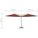 Podwójny parasol na stalowym słupku, terakotowy, 600 cm
