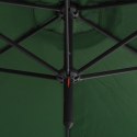 Podwójny parasol na stalowym słupku, zielony, 600 cm