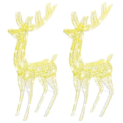 Renifery z akrylu XXL, 2 szt., 250 ciepłych białych LED, 180 cm