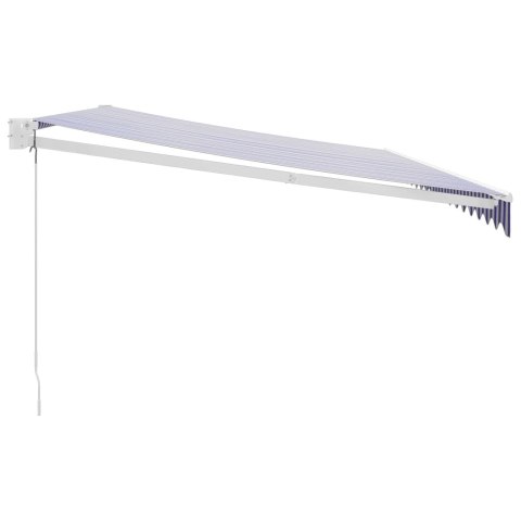 Zwijana markiza, niebiesko-biała, 5x3 m, tkanina i aluminium