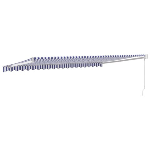 Zwijana markiza, niebiesko-biała, 5x3 m, tkanina i aluminium