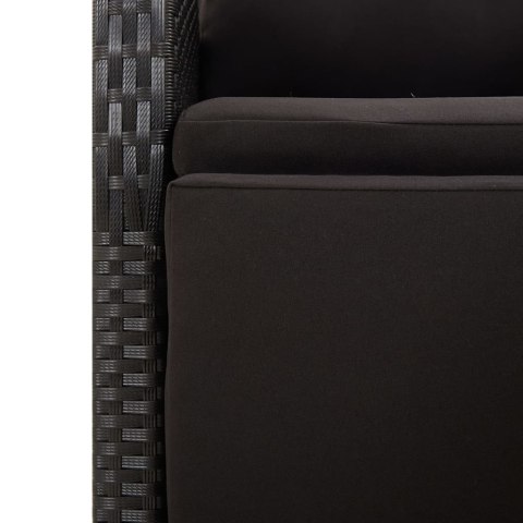 3-cz. zestaw mebli ogrodowych, czarny, polirattan i akacja