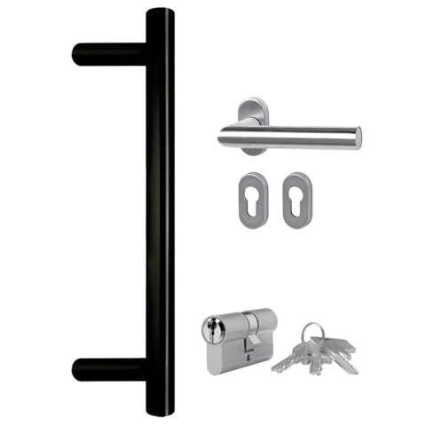 Drzwi wejściowe, antracytowe, 98x208 cm, PVC