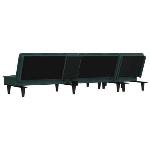Sofa rozkładana L, ciemnozielona, 255x140x70 cm, aksamit