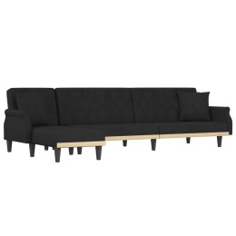 Sofa rozkładana L, czarna, 271x140x70 cm, aksamit