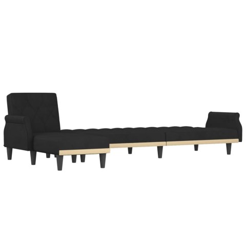 Sofa rozkładana L, czarna, 271x140x70 cm, aksamit