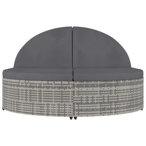 2-osobowy leżak z poduszkami, polirattan, szary