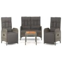 4-cz. zestaw mebli do ogrodu, poduszki, szary rattan PE