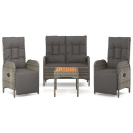 4-cz. zestaw mebli do ogrodu, poduszki, szary rattan PE