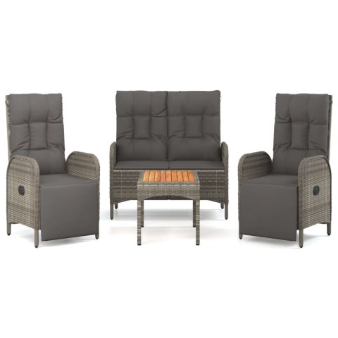 4-cz. zestaw mebli do ogrodu, poduszki, szary rattan PE