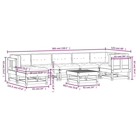 8-cz. zestaw wypoczynkowy do ogrodu, z poduszkami, daglezja