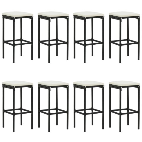 9-cz. zestaw mebli barowych z poduszkami, czarny, polirattan