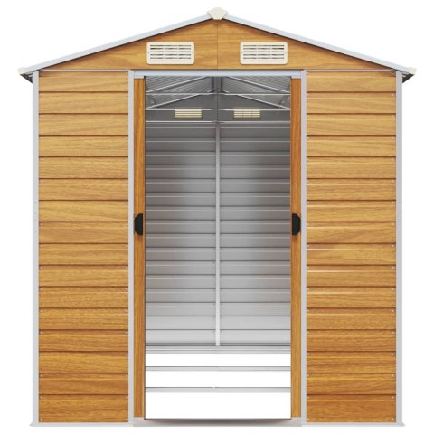 Domek ogrodowy jasnobrązowy 191x300x198 cm ocynkowana stal