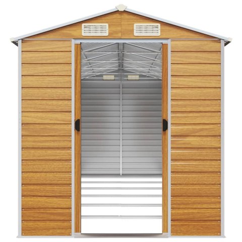 Szopa ogrodowa, jasny brąz, 191x555x198 cm, stal galwanizowana