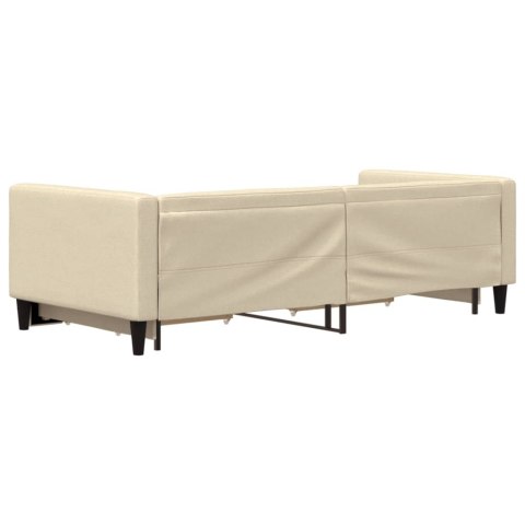 Sofa rozsuwana z szufladami, kremowa, 90x200 cm, tkanina