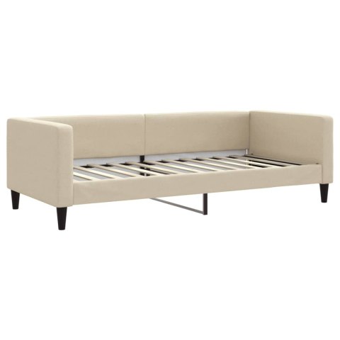 Sofa rozsuwana z szufladami, kremowa, 90x200 cm, tkanina