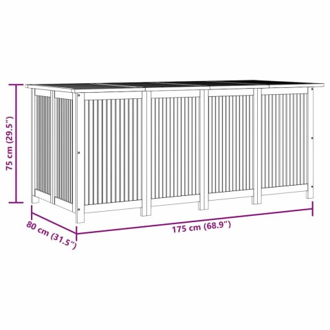Skrzynia ogrodowa, 175x80x75 cm, lite drewno akacjowe