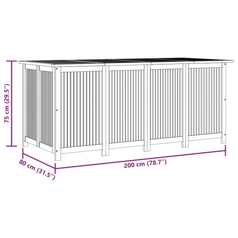 Skrzynia ogrodowa, 200x80x75 cm, lite drewno akacjowe