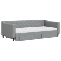Sofa rozsuwana z szufladami, jasnoszara, 90x200 cm, tkanina