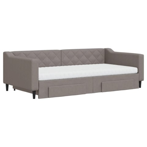 Sofa rozsuwana z szufladami, taupe, 100x200 cm, tkanina