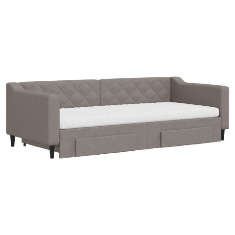 Sofa rozsuwana z szufladami, taupe, 90x200 cm, tkanina