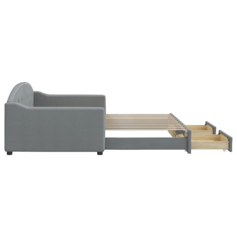 Sofa rozsuwana z szufladami, jasnoszara, 100x200 cm, tkanina