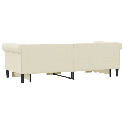 Sofa rozsuwana z szufladami, kremowa, 90x200 cm, sztuczna skóra