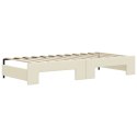 Sofa rozsuwana z szufladami, kremowa, 90x200 cm, sztuczna skóra
