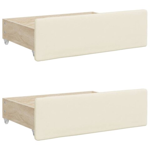 Sofa rozsuwana z szufladami, kremowa, 90x200 cm, sztuczna skóra