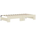 Sofa rozsuwana z szufladami, kremowa, 90x200 cm, sztuczna skóra