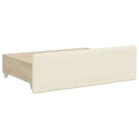Sofa rozsuwana z szufladami, kremowa, 90x200 cm, sztuczna skóra