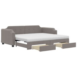 Sofa rozsuwana z szufladami, taupe, 100x200 cm, tkanina