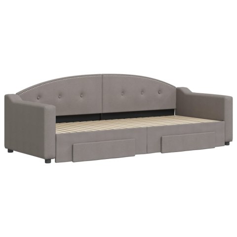 Sofa rozsuwana z szufladami, taupe, 80x200 cm, tkanina